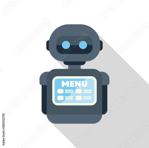 Robot showing a digital menu on its screen, perfect for illustrating concepts of robotics in the food industry