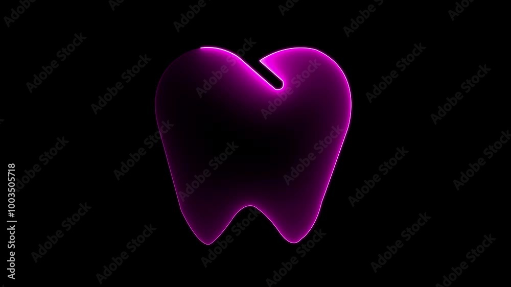 Teeth animation by pink color neon on black background. Teeth animation by pink color neon on black background.