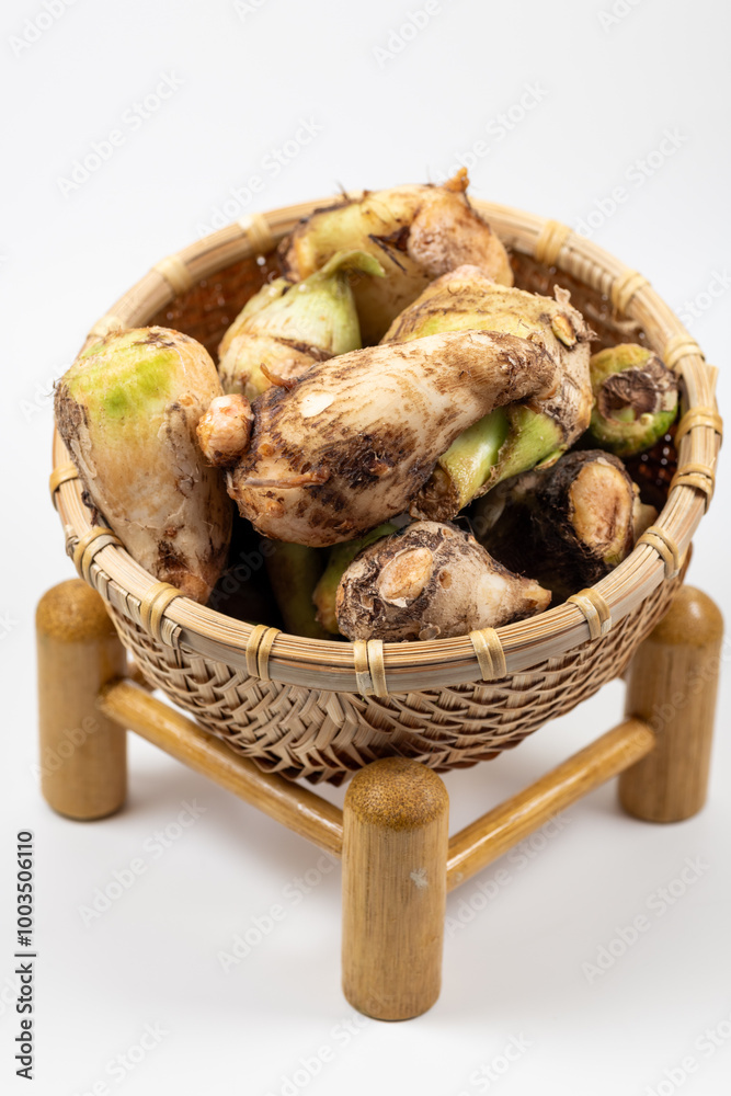 Taro (Colocasia esculenta) harvested in Japan in autumn