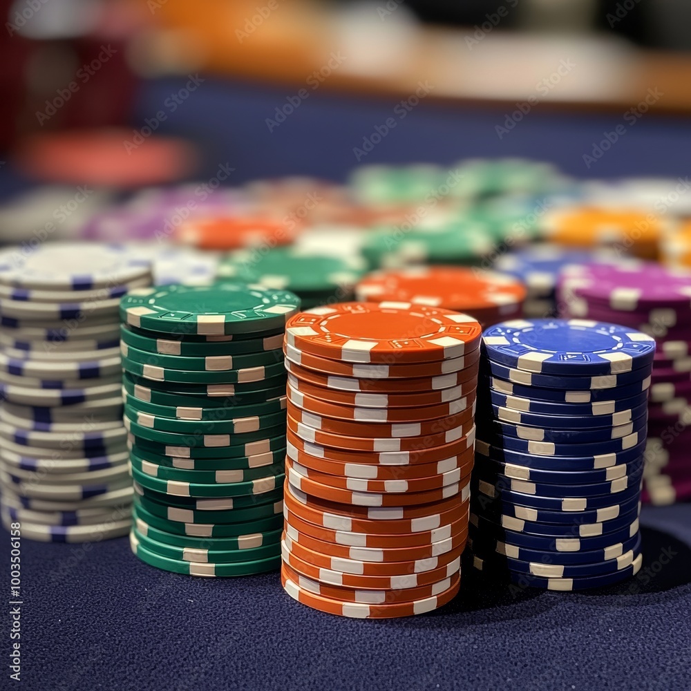 Stacks of poker chips on the table. Casino concept background. Stacks of poker chips on the table. Casino concept background.