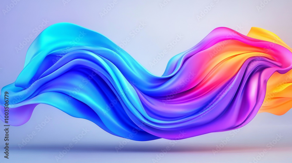 Fototapeta premium Abstract flowing blue, purple, and orange silk fabric.