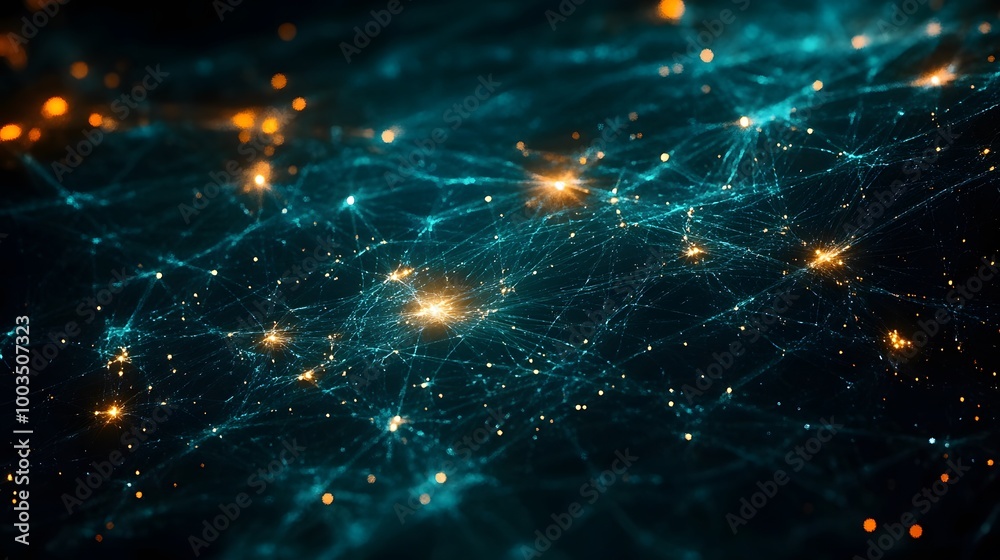 Obraz premium Abstract Network with Glowing Lights and Lines
