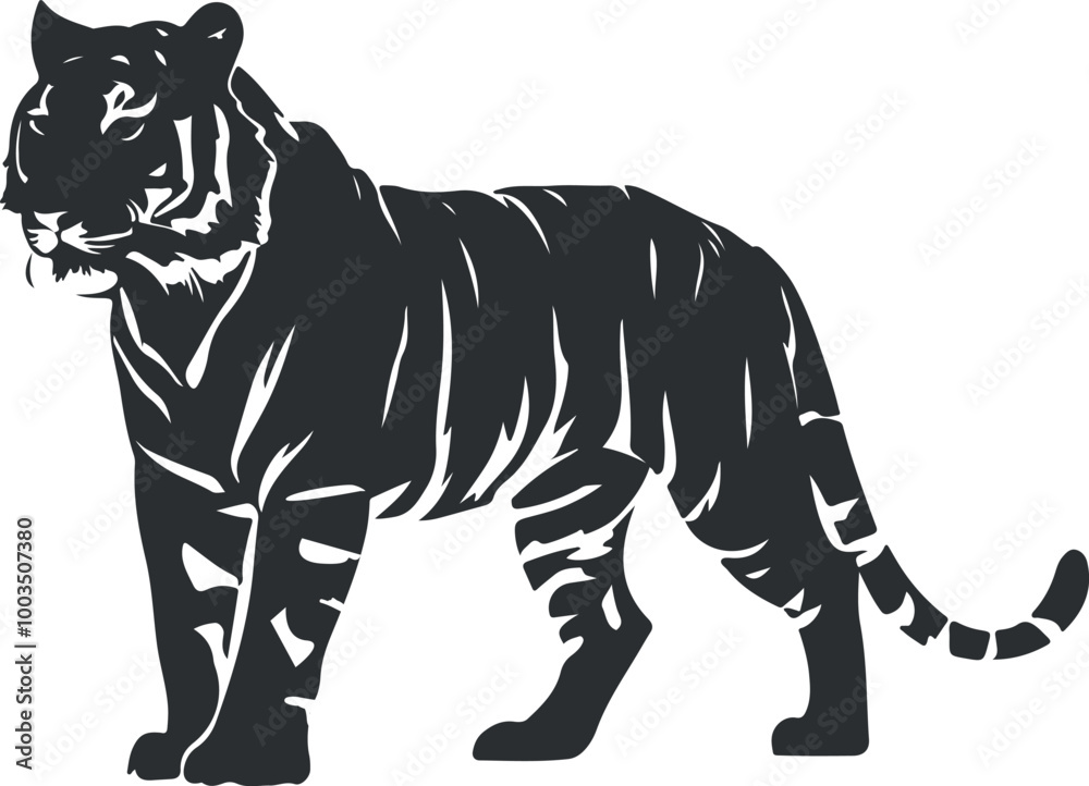 Obraz premium black tiger outline vector