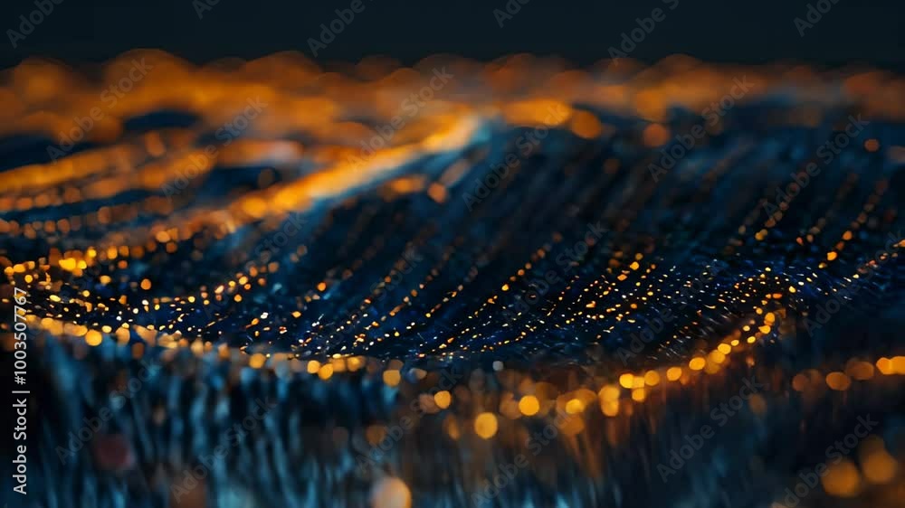 A futuristic big data visualization wave of lights creating a blur effect