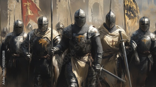 A historical illustration of knights meeting their doom on Friday the 13th, evoking the fal