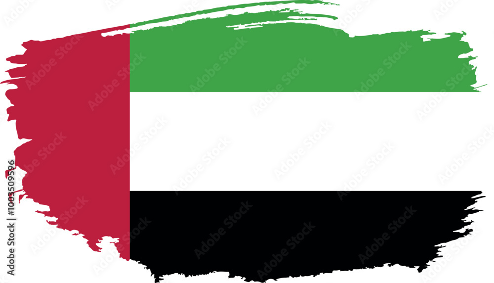 Fototapeta premium Hand drawn brush stroke flag of United Arab Emirates illustration on white background