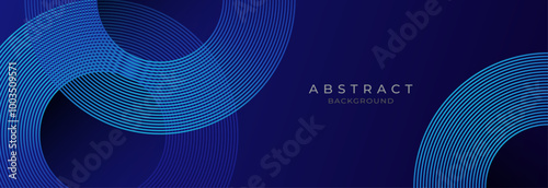 Blue abstract background with blue glowing geometric lines. Modern shiny blue diagonal rounded lines pattern. Futuristic technology concept. Suit for poster, banner, brochure, corporate, website