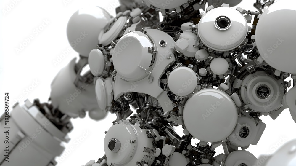 Fototapeta premium Abstract Futuristic Machine Gears and Cogs 3D Render