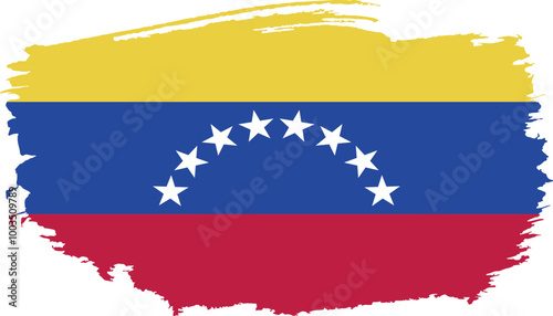 Hand drawn brush stroke flag of Venezuela illustration on white background