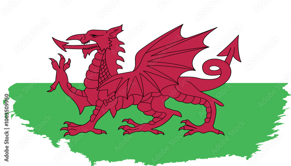 Hand drawn brush stroke flag of Wales illustration on white background Hand drawn brush stroke flag of Wales illustration on white background