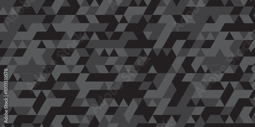 Abstract geometric black and gray cube background seamless mosaic and low polygon triangle texture wallpaper. 