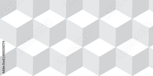  Seamless white geometric cube creative concept triangle overlapping overlap square technology background. geometric digital cubes fabric and wallpaper grid block texture background.