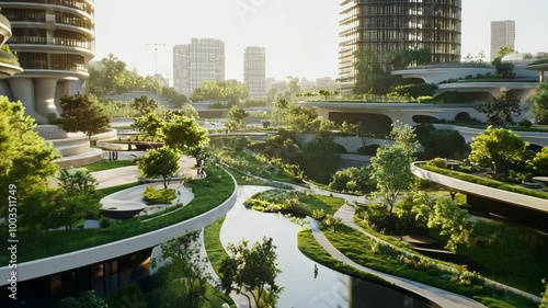 Futuristic City with Green Spaces