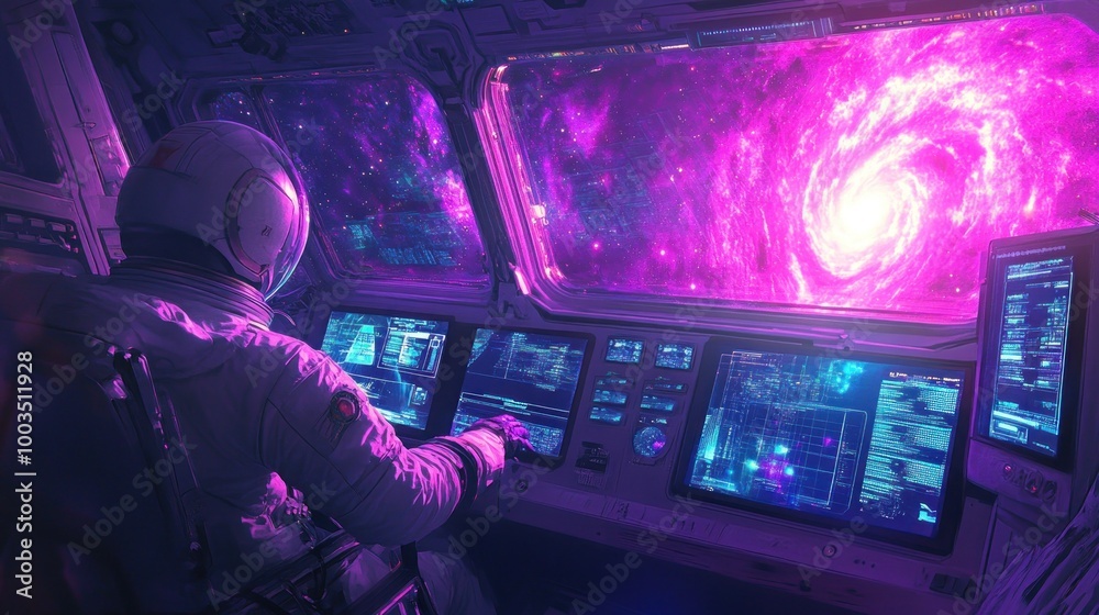 Fototapeta premium Astronaut in Spacecraft