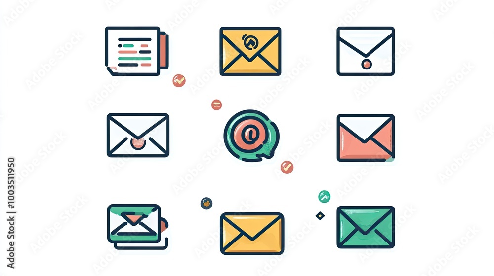 Icons representing automated email campaigns with a focus on spam filters, showcasing effective email marketing automation Icons representing automated email campaigns with a focus on spam filters, showcasing effective email marketing automation