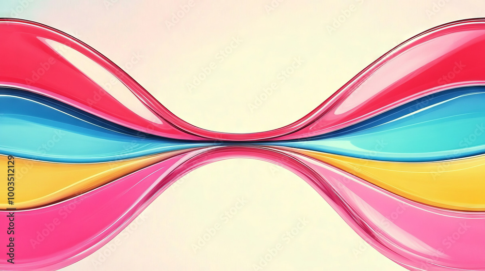 Abstract colorful shapes swirl and curve.