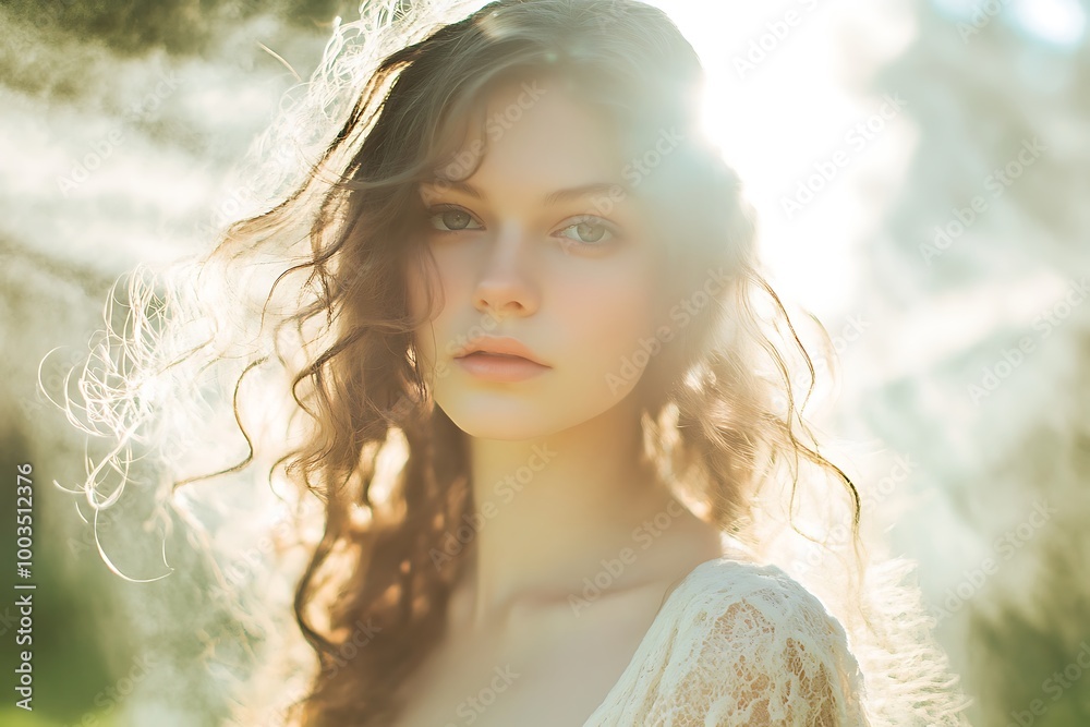 Portrait Photography of a Woman with Curly Hair in a White Dress Portrait Photography of a Woman with Curly Hair in a White Dress