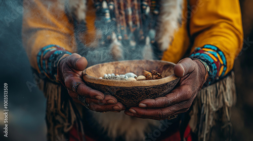 Healing Practices, exploring traditional Native American healing and medicine, with copy space, American Indian Heritage Day photo