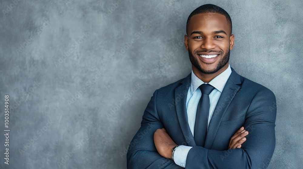 Professional Man Smiling Against Gray Wall Professional Man Smiling Against Gray Wall
