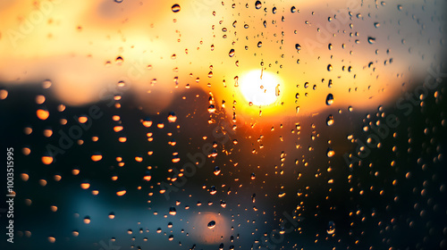 Sunset Through Raindrops on a Window