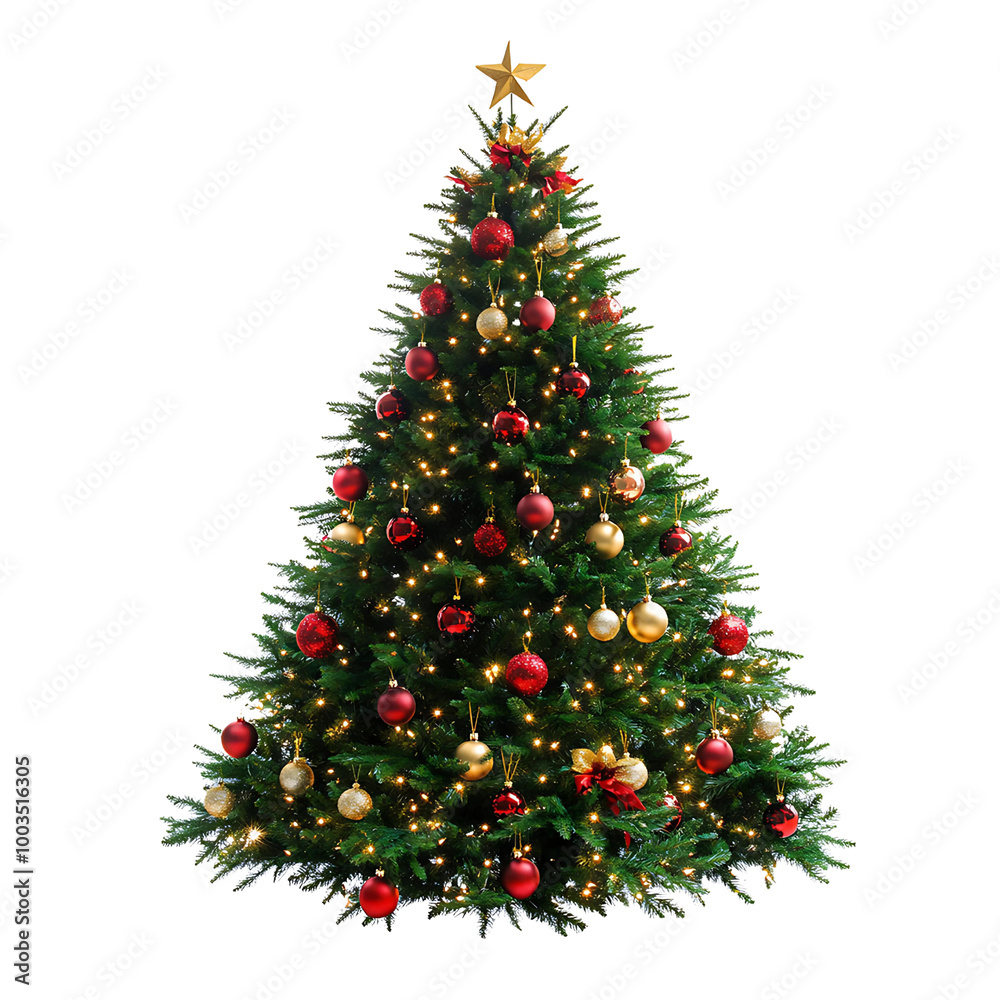 Fototapeta premium Christmas tree in white background, PNG, No background.