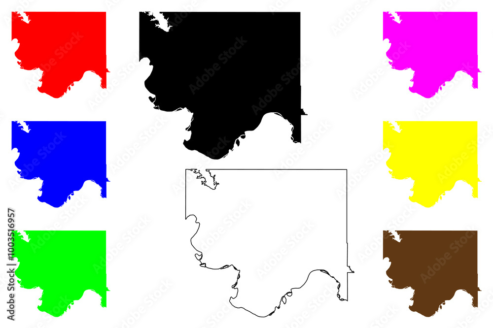 Fototapeta premium Jefferson County, Oklahoma State (U.S. county, United States of America, USA, U.S., US) map vector illustration, scribble sketch Jefferson map