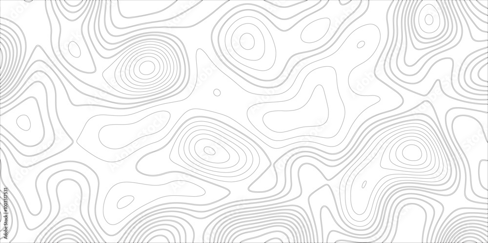 Ocean topographic line map with curvy wave isolines vector illustration. Abstract topographic contours map background, Vector contour topographic map. Cartography texture abstract banner use. Ocean topographic line map with curvy wave isolines vector illustration. Abstract topographic contours map background, Vector contour topographic map. Cartography texture abstract banner use.