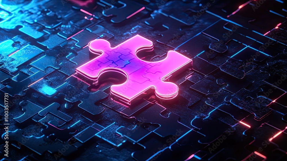 © Theeranan - Neon puzzle pieces aligning perfectly in a futuristic digital space, representing API integration and technology synergy © Theeranan - Neon puzzle pieces aligning perfectly in a futuristic digital space, representing API integration and technology synergy