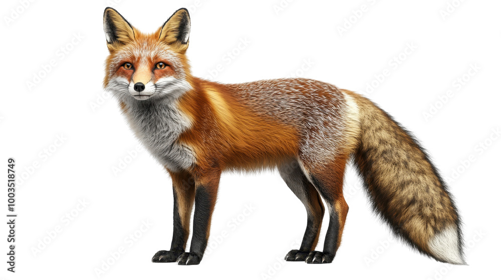 Fototapeta premium Realistic Fox Illustration on Transparent Background