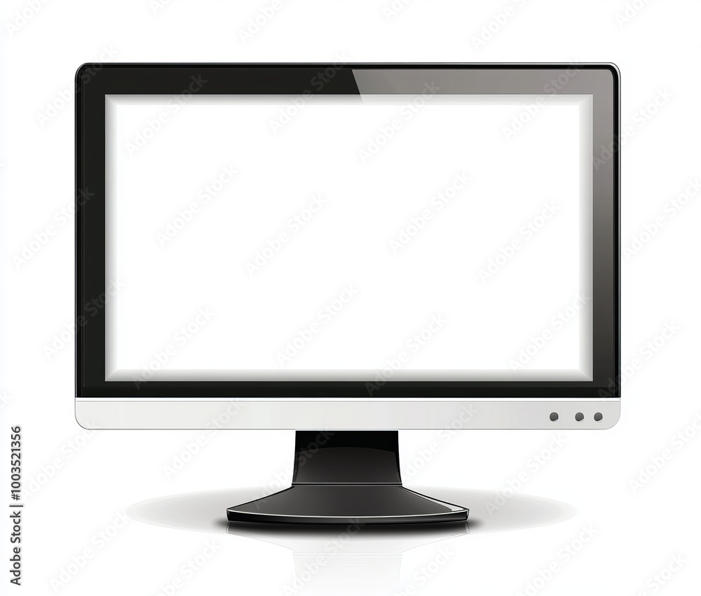 Black computer monitor with blank screen isolated on white background. Black computer monitor with blank screen isolated on white background.