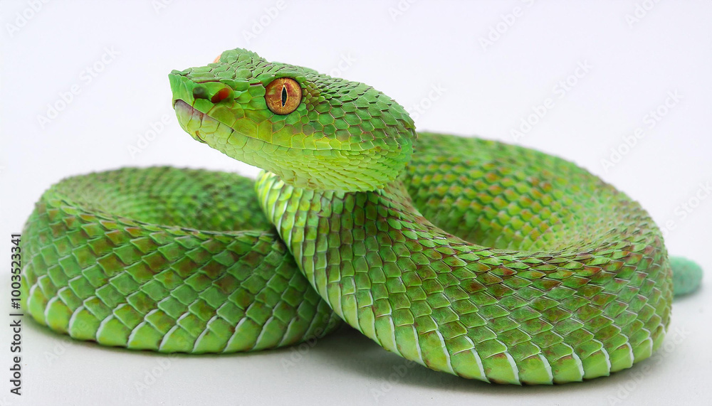 Naklejka premium Malayan pit viper snake on white background