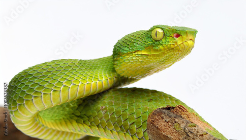 Mangrove pit viper snake on white background