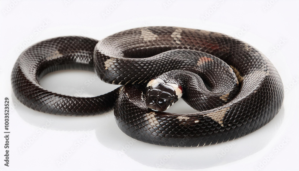 Fototapeta premium Mexican black kingsnake on white background