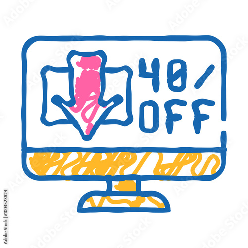 online discounts doodle icon sketch vector. online discounts sign. isolated symbol illustration
