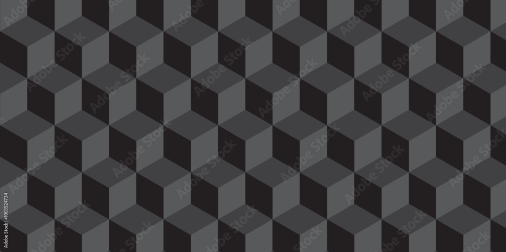 Seamless dark black geometric cube creative concept triangle overlapping overlap square technology background. geometric digital cubes fabric and wallpaper grid block texture background. Seamless dark black geometric cube creative concept triangle overlapping overlap square technology background. geometric digital cubes fabric and wallpaper grid block texture background.