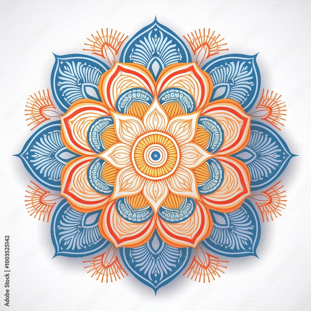 Mandala art design also called rangoli, decorative elements on white background Mandala art design also called rangoli, decorative elements on white background