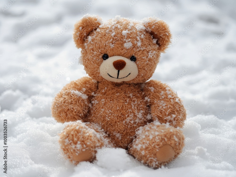 teddy bear on snow background - ai teddy bear on snow background - ai