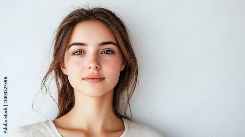 Portrait of a Young Woman Against Neutral Background Portrait of a Young Woman Against Neutral Background