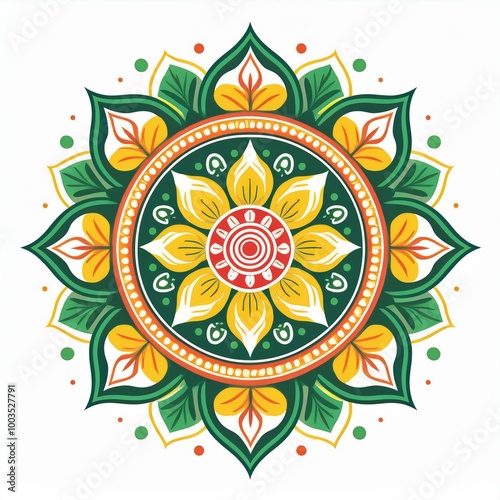 Mandala art design also called rangoli, decorative elements on white background