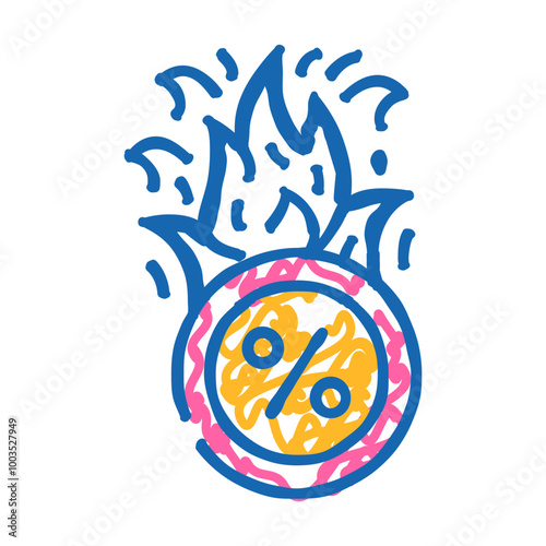 burning price doodle icon sketch vector. burning price sign. isolated symbol illustration