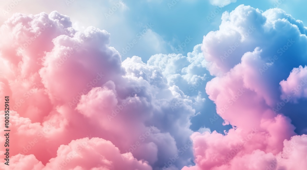Dreamy Pink and Blue Clouds Floating in the Sky at Sunset in Vivid Colors Dreamy Pink and Blue Clouds Floating in the Sky at Sunset in Vivid Colors