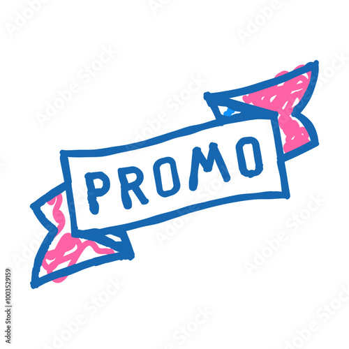 ribbon promo doodle icon sketch vector. ribbon promo sign. isolated symbol illustration