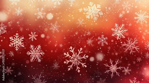 Festive christmas illustration featuring delicate snowflakes on a red gradient background