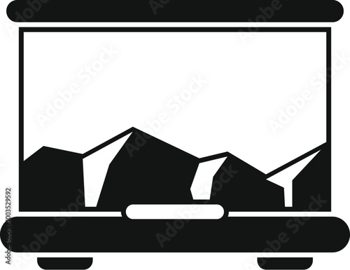 Black silhouette of an empty terrarium for reptiles or amphibians with a substrate, ready to welcome its future inhabitant