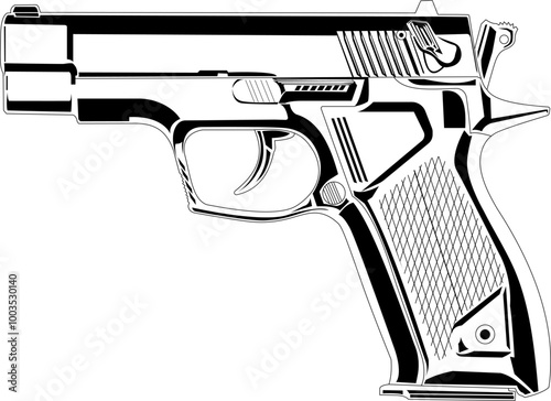 hand gun pistol line art