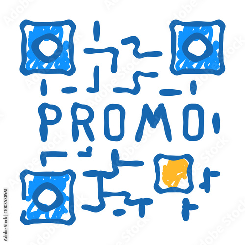 qr code doodle icon sketch vector. qr code sign. isolated symbol illustration