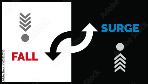Embracing life's cycles, Motivational illustration of rising and falling, moving forward with resilience.