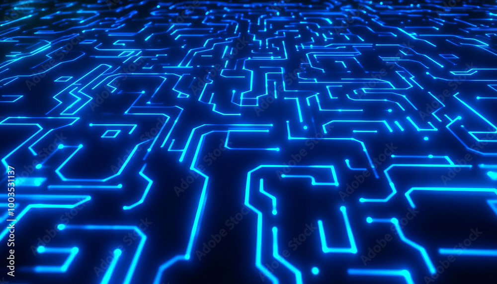 Obraz premium blue circuit board background