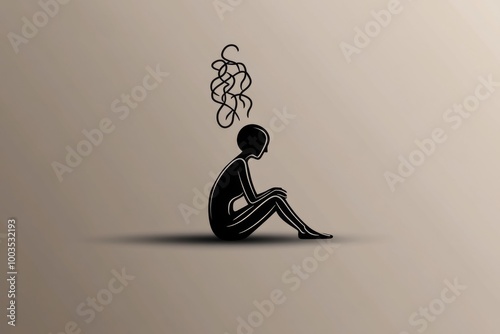 Minimalist memory icon, showing an abstract line drawing of a person reflecting on yesterday, with a simple, clean design