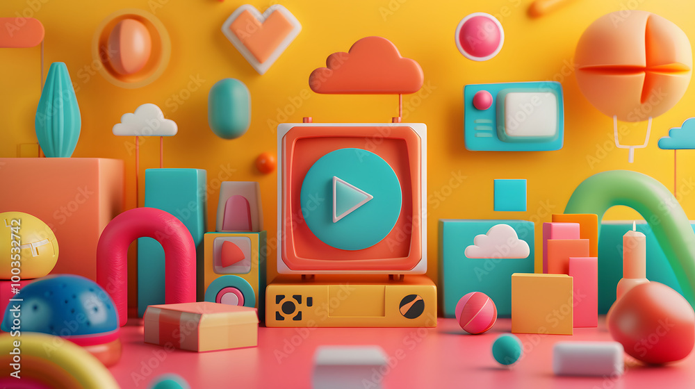 Naklejka premium Illustration Icons Visual Design 3D